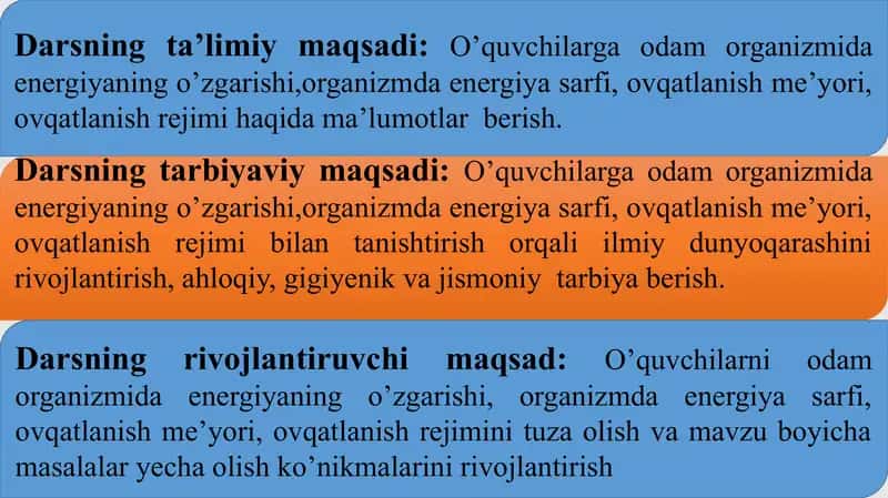 Organizmda energiya sarfi. 2
