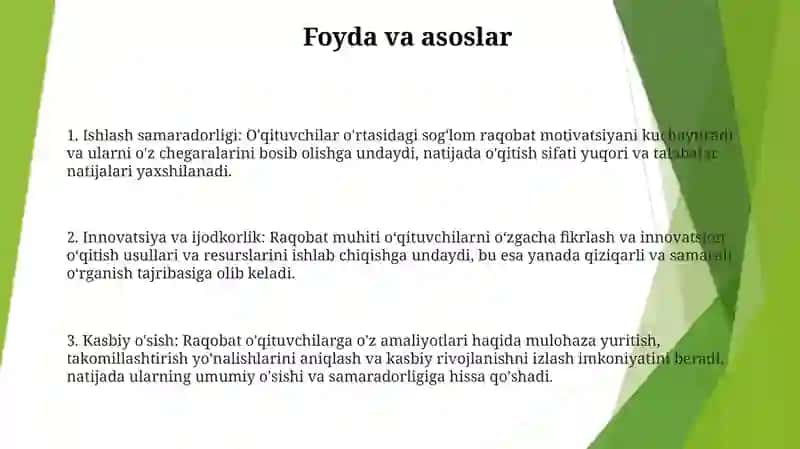 Maktabda Pedagog Xodimlar O'Rtasida Sog'Lom Raqobat Tizimini Yo'Lga Qo'Yish 2