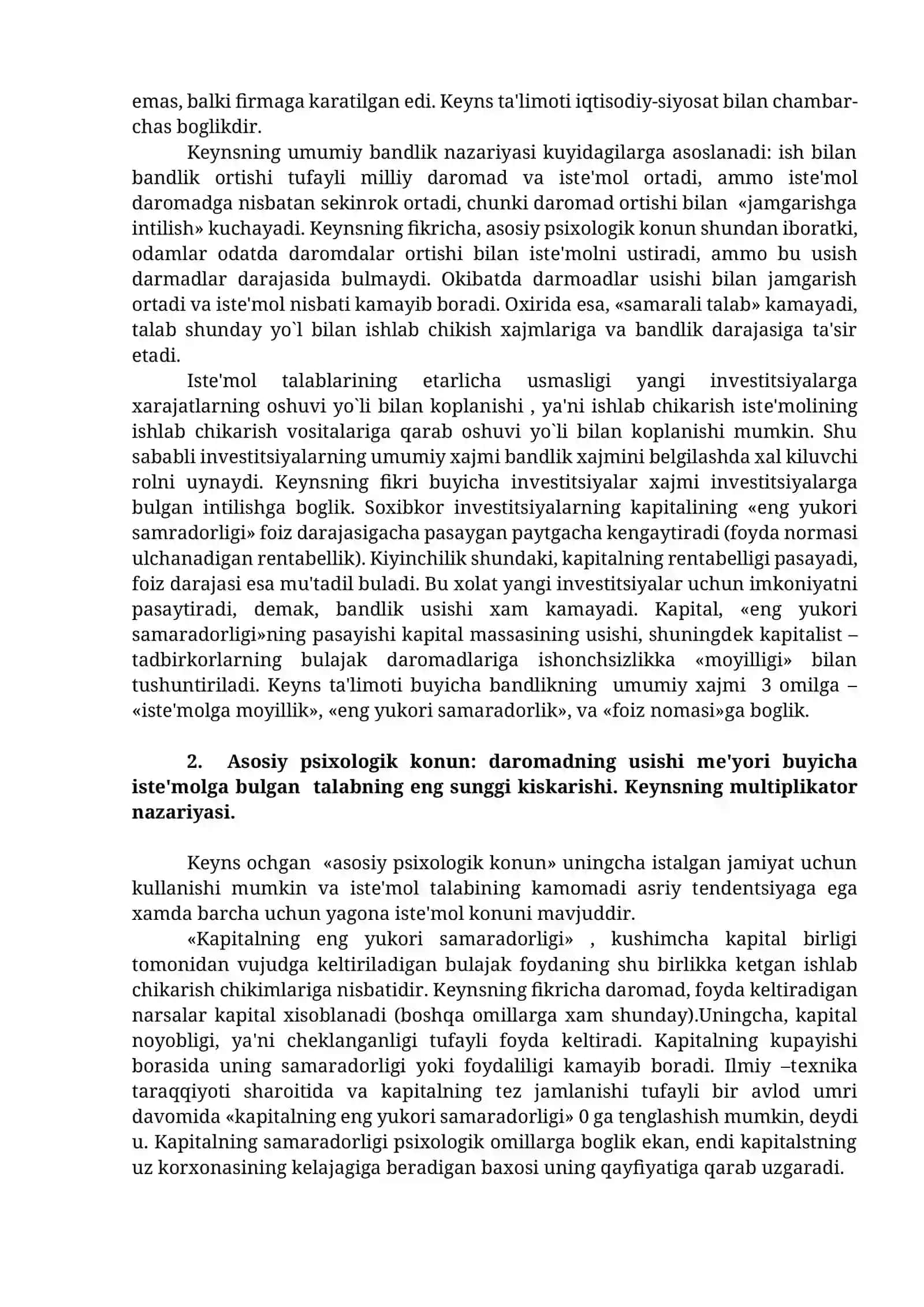 J.M.Kеyns ta'limoti. Yangi kеynschilik 2