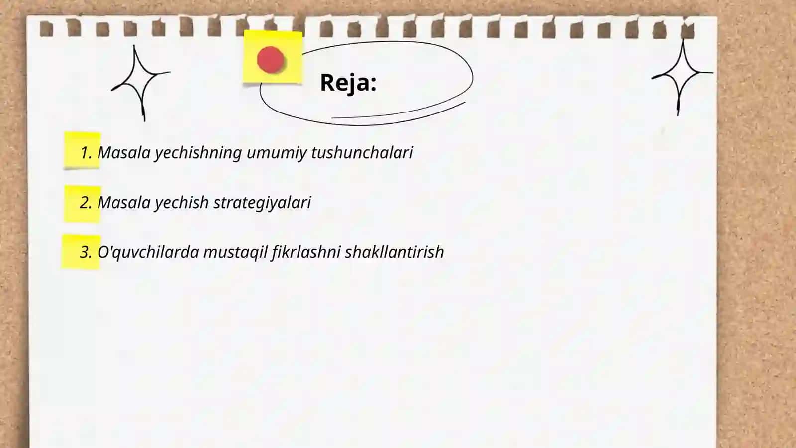 Masala yechishga o'rgatishning umumiy usullari ustida ishlash 2