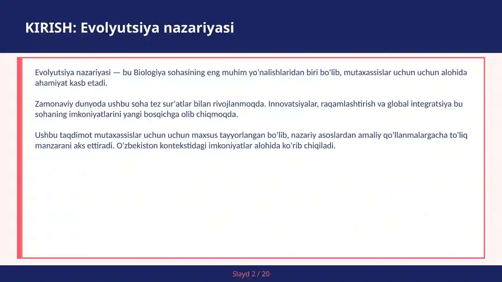Evolyutsiya nazariyasi 2