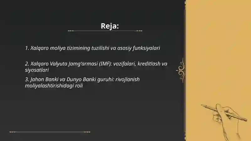Xalqaro moliya tizimi:asosiy institutlar va mexanizmlar 2
