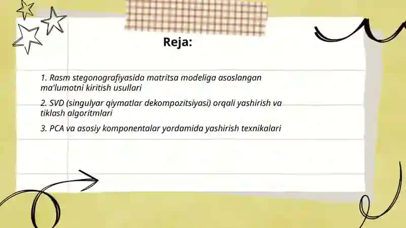 Chiziqli algebraning stegonografiya sohasidagi tadbiqi 2