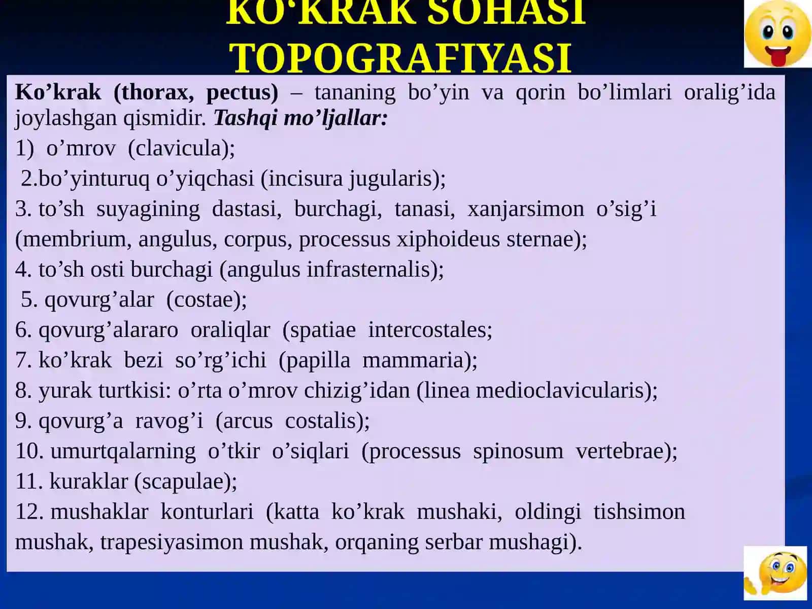 Ko‘krak sohasining klinik anatomiyasi 2
