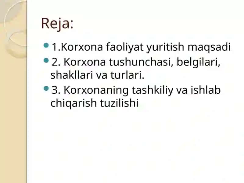 Korxona mustaqil xo’jalik yurituvchi subyekti 2
