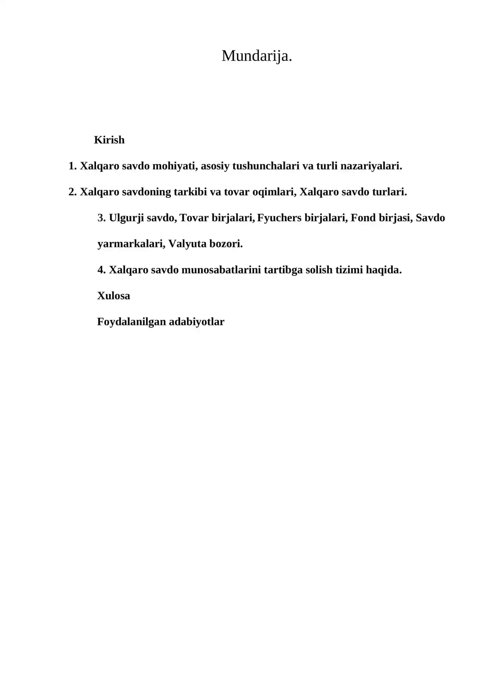 Xalqaro savdo nazariyasi. Tashqi savdo siyosati 2