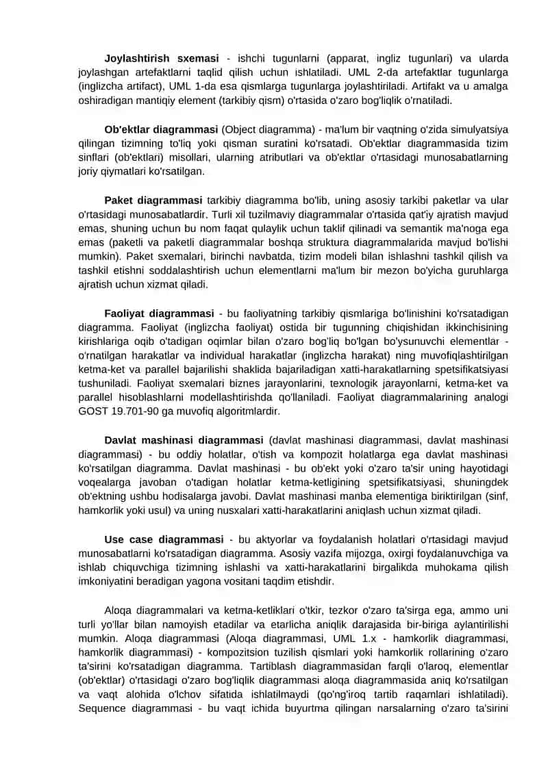 UML 2.0 natatsiyasi tahlili.CASE modellashtirish vositasi 2
