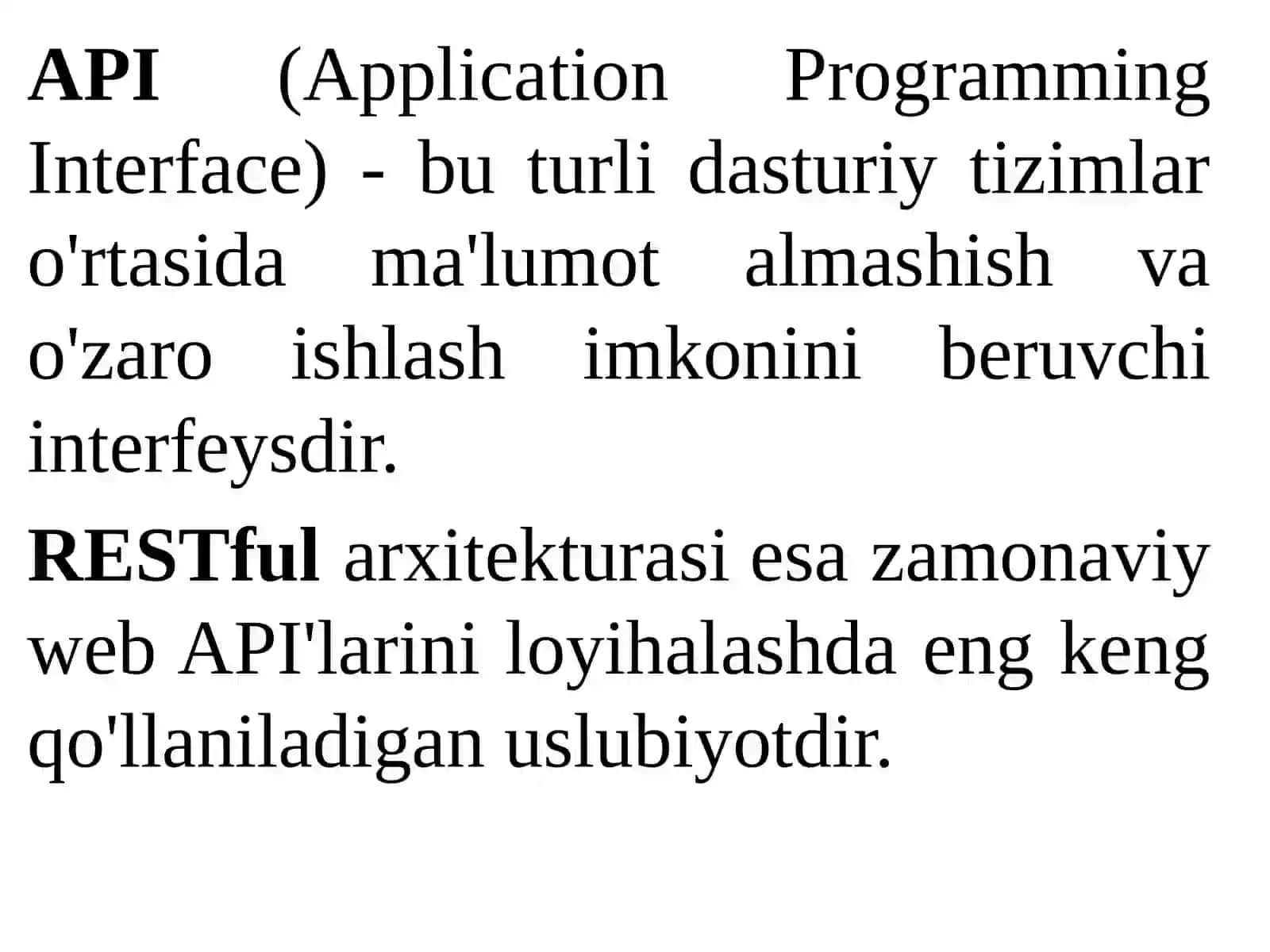 API dizayni va RESTful arxitekturasi 2