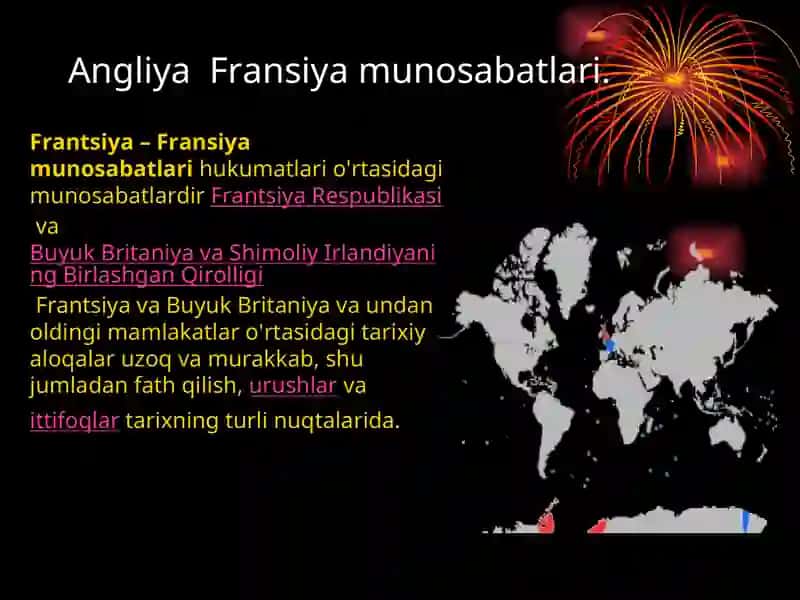 Angliya – Fransiya munosabatlari. XVIII asrning birinchi yarmida Avstriya – Fransiya va Avstriya – Ispaniya yetti yillik urush arafasida davlatlarning qaytadan guruxalarga bo‘linishi. 2