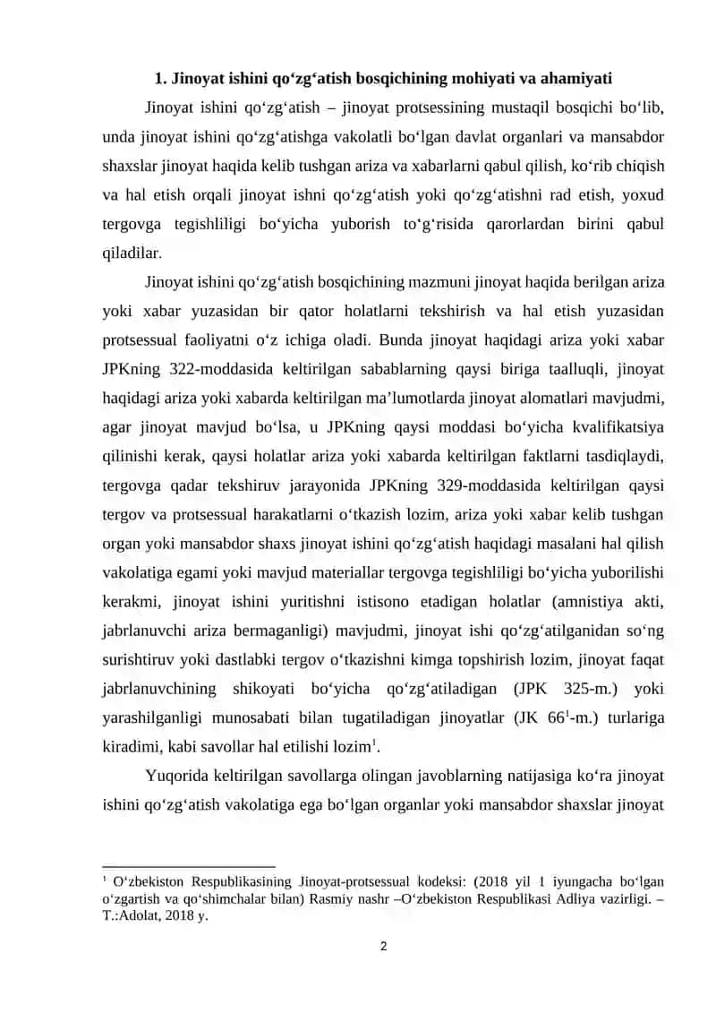 Jinoyat Ishini Qo’zg’atish 2