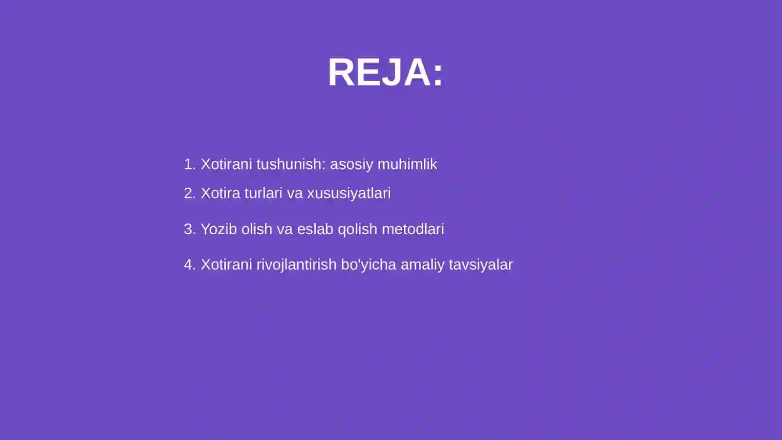 Xotirani oʻrganish metodlari 2