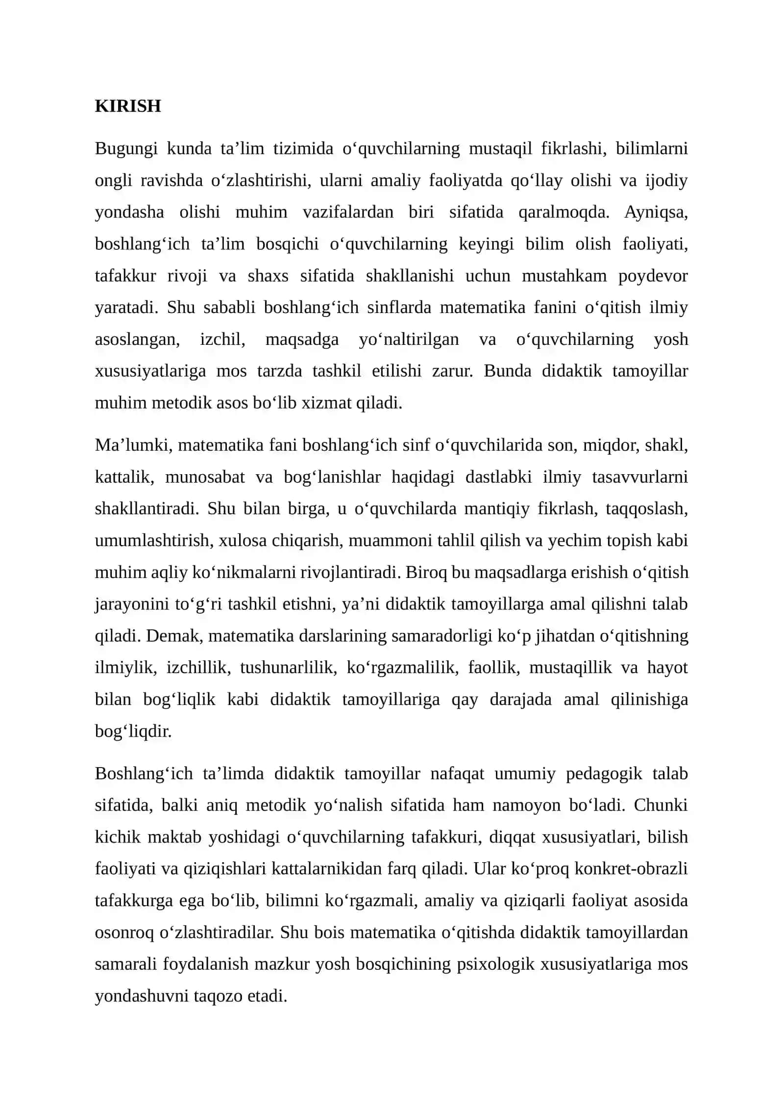 BOSHLANG‘ICH SINFLARDA MATEMATIKA O‘QITISHNING DIDAKTIK TAMOYILLARI 2