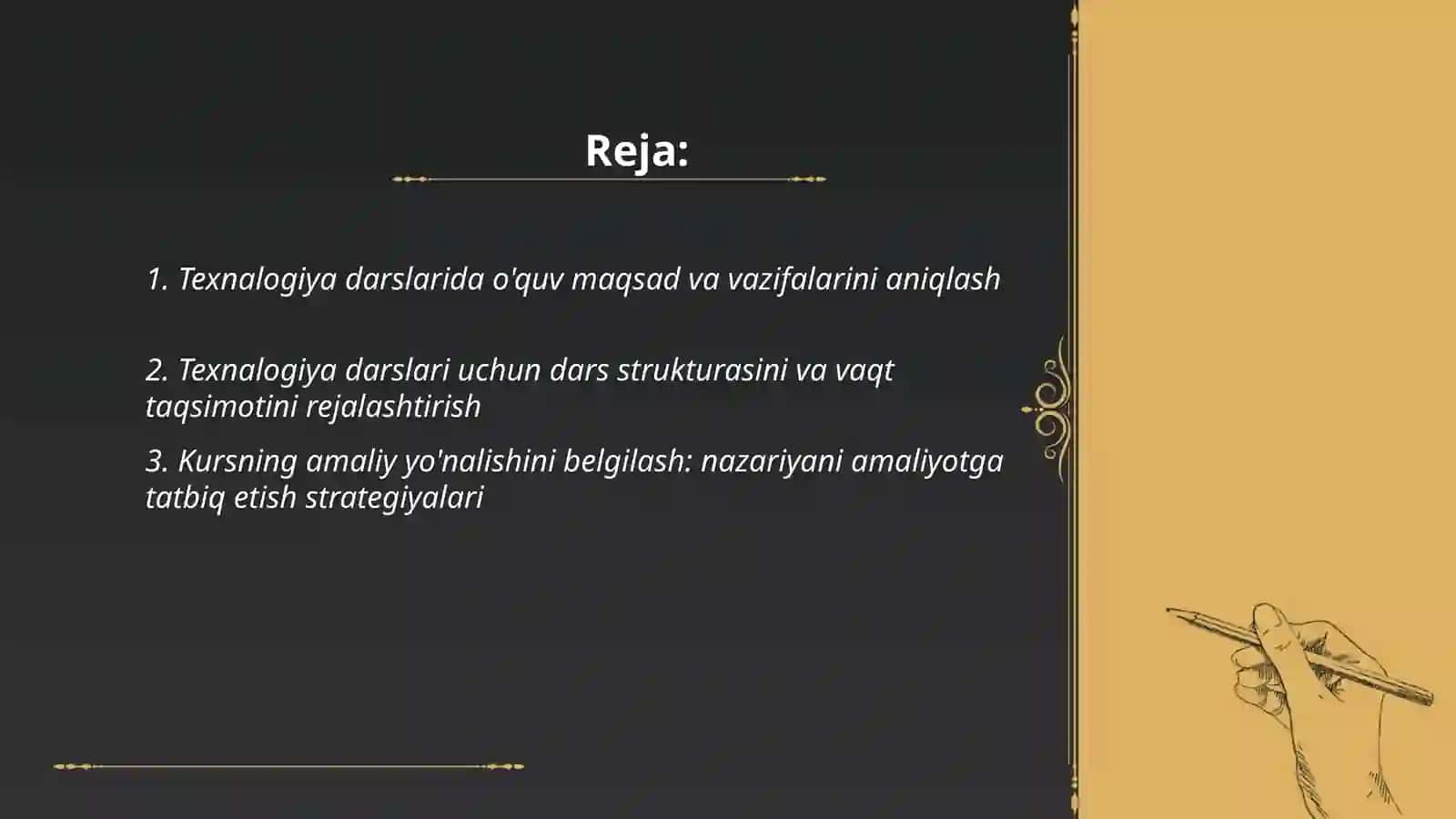 Texnalogiya darslarida o'quv jarayonini tashkil etish 2