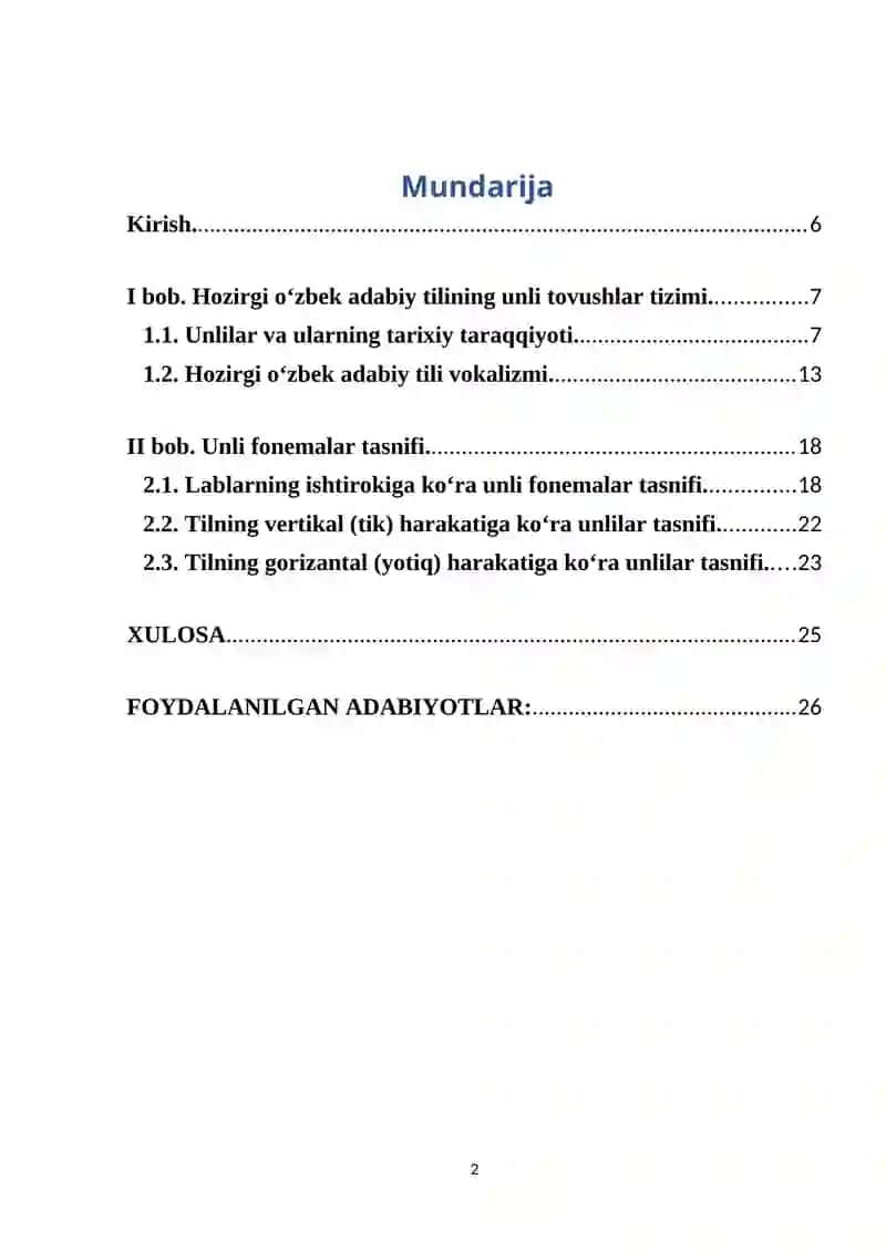 O‘zbek Tilshunosligida Unli Fonemalar Tavsifi 2