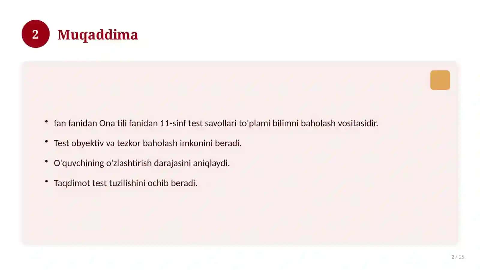 Ona tili fanidan 11-sinf test savollari to'plami 2