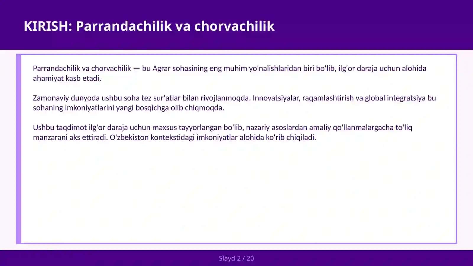 Parrandachilik va chorvachilik 2
