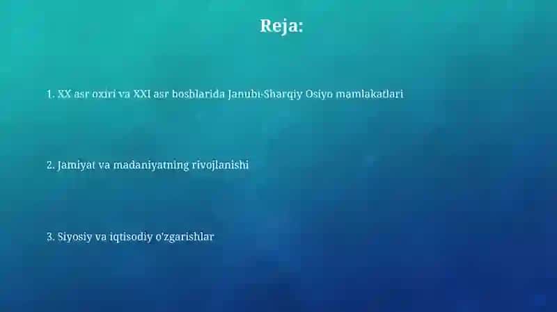 Janubi-Sharqiy Osiyo Mamlakatlari 2
