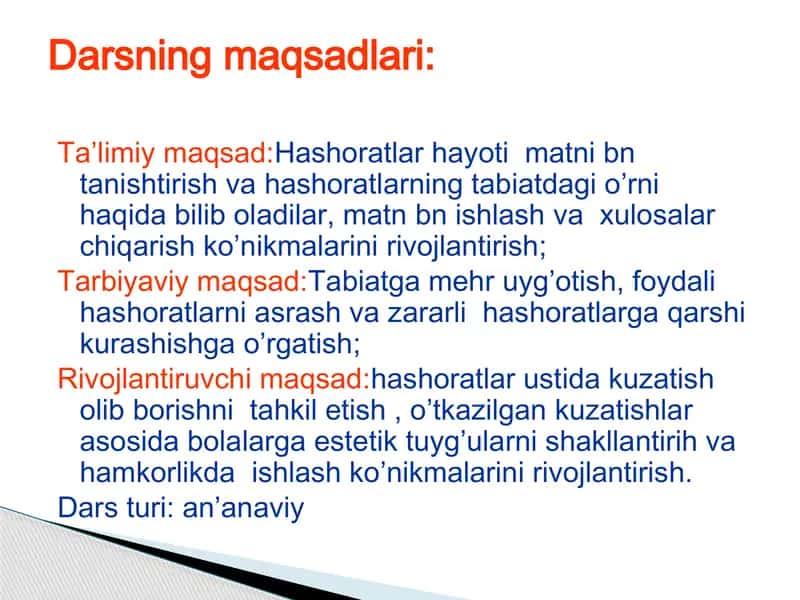 Hasharotlarning tashqi tuzilishi 2