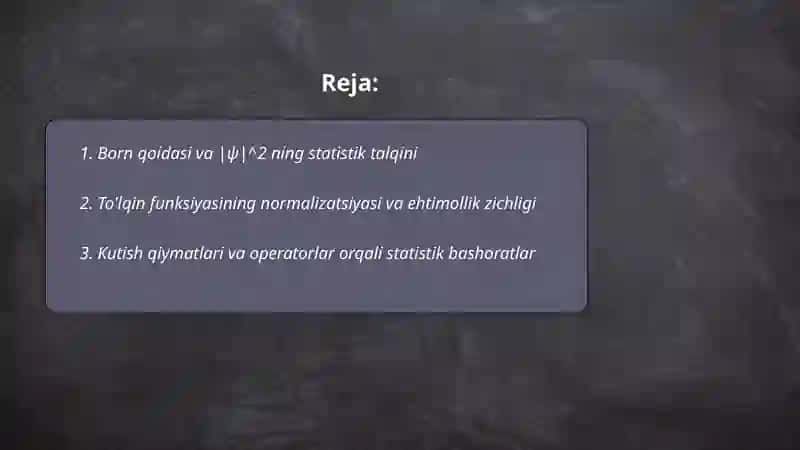 To'lqin funktsiyasi statistik talqini 2