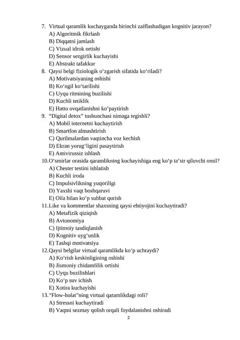 Virtual olamga qaramlik 2