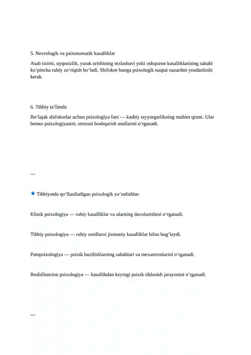 Psixologiya fanining tibbiyotda tutgan o‘rni 2