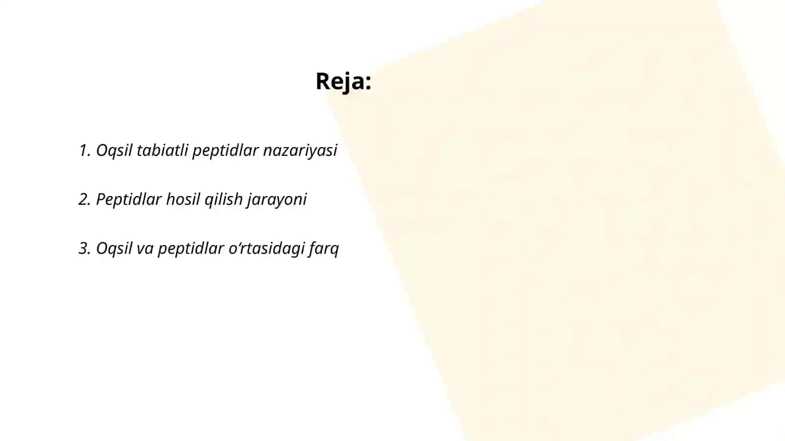 Oqsil tabiatli peptidlar nazariyasi 2