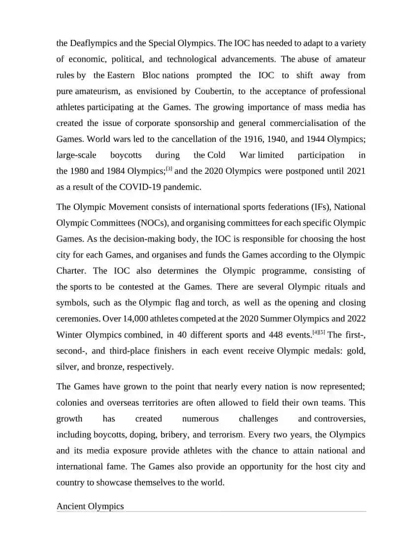 THE HISTORY OF OLYMPIC GAMES 2