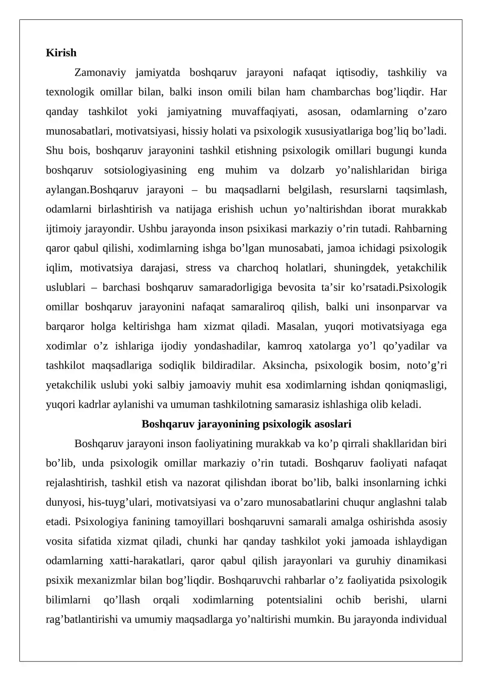 Boshqaruv jarayonini tashkil etishning psixologik omillari 2