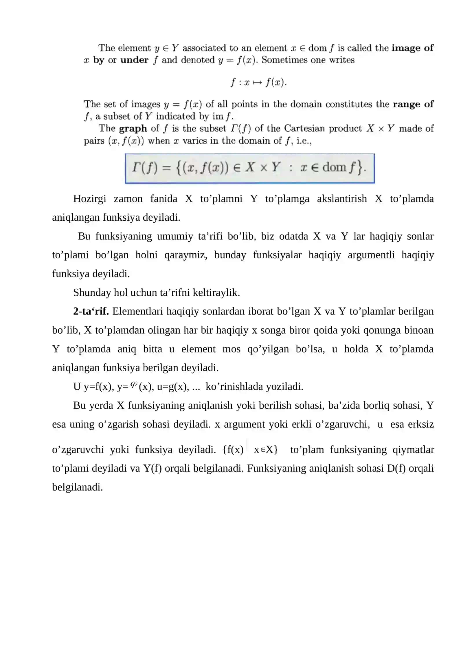 MAVZU. FUNKSIYA VA UNING BERILISH USULLARI 2