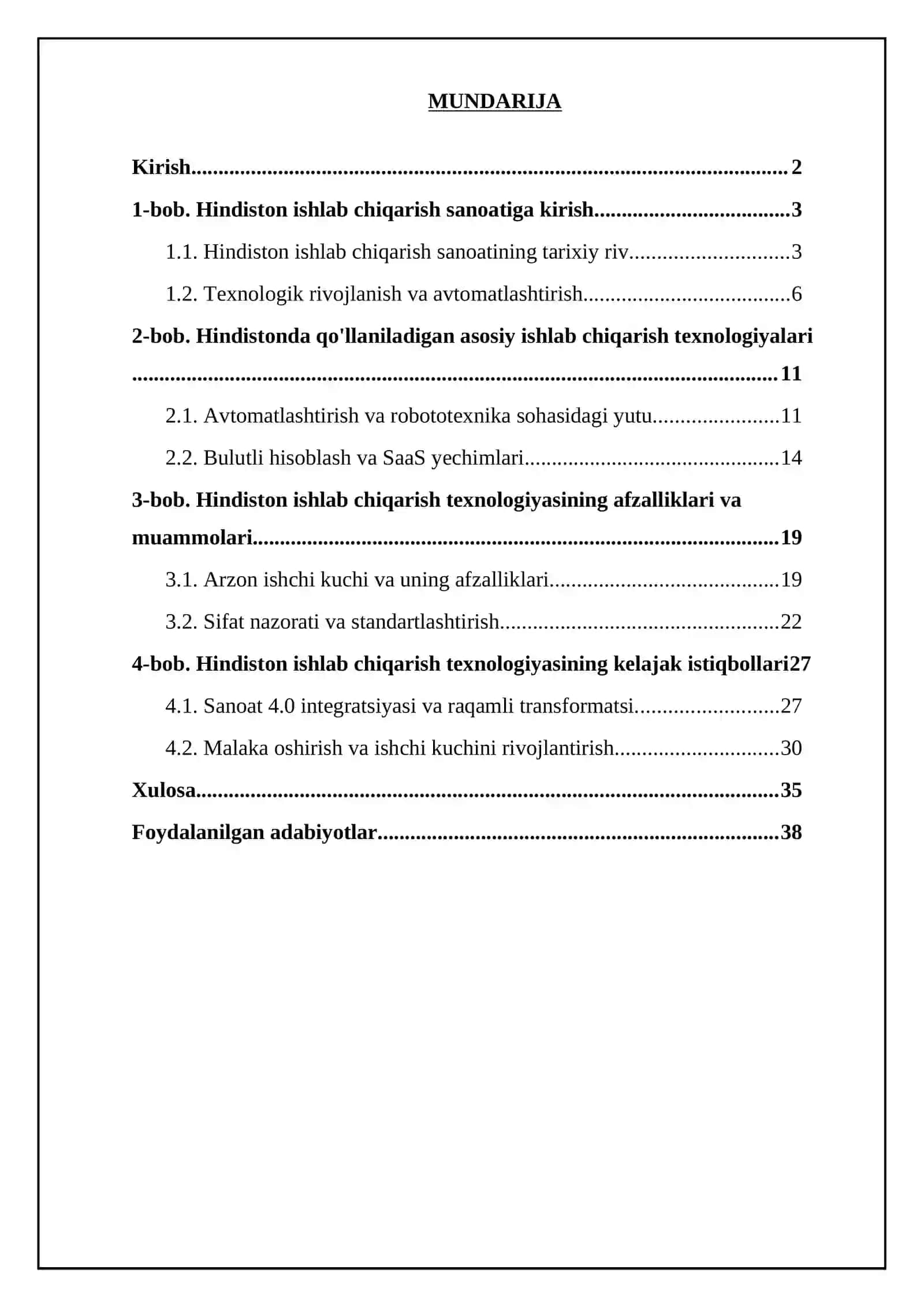 Hindiston ishlab chiqarish texnologiyasi 2