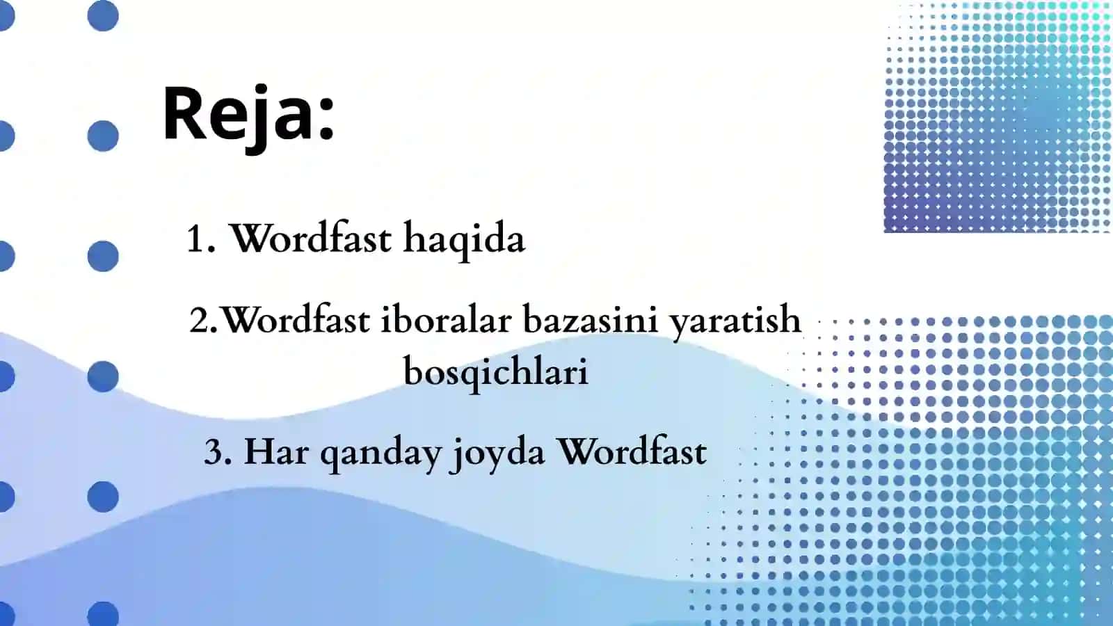 WORDFAST ILOVASI YORDAMIDA MATNLARNING IBORALAR BAZASINI YARATISH 2