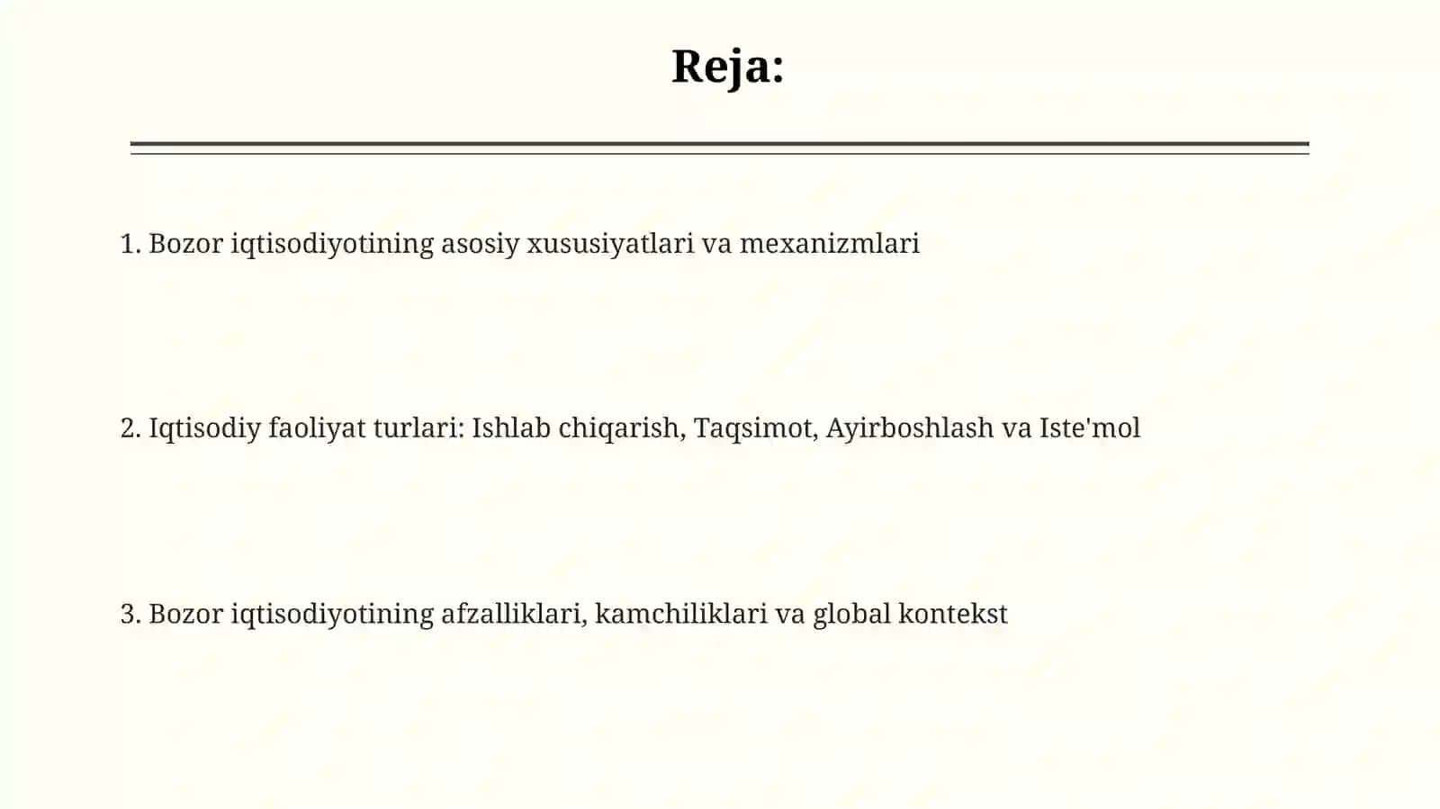 Bozor iqtisodiyotining belgilari 2