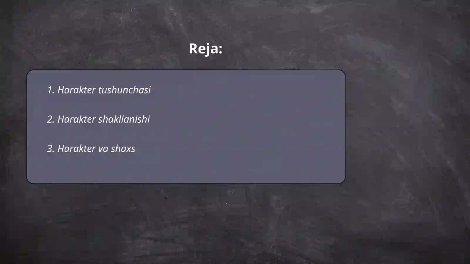Harakter borasidagi nazaryalar 2
