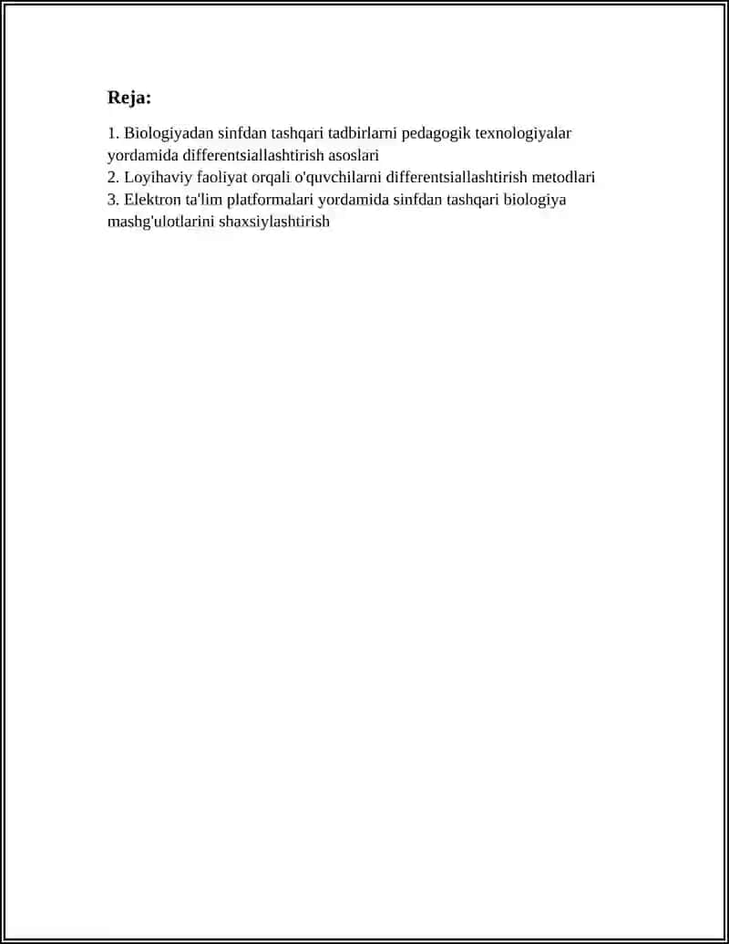 Biologiyadan sinfdan tashqari ishlar tashkil etish 2
