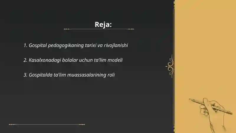 Gospital pedagogika muammolarini òrganish 2