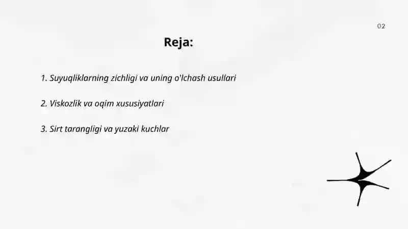 Suyuqliklarning fizik va kimyoviy xossalari 2