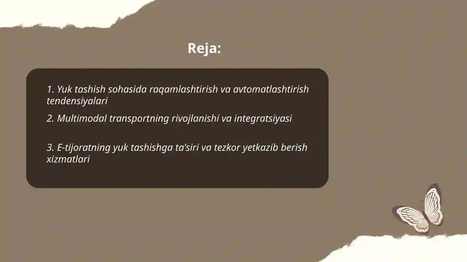 Yuklarni tashish sohasidagi tendensiyalarni o'rganish 2