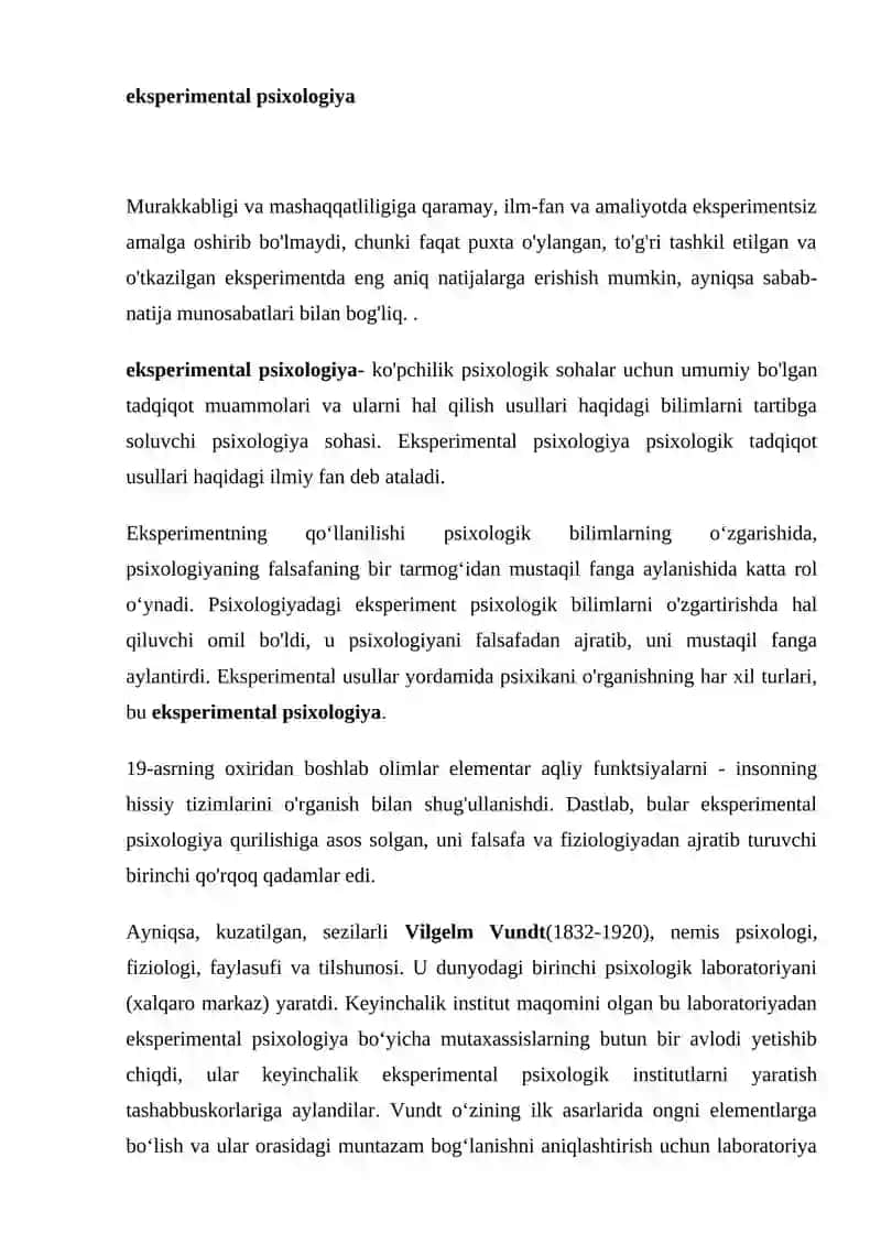 EKSPRIMENTAL PSIXALOGIYANING ASOSIY TAMOYILLARI 2