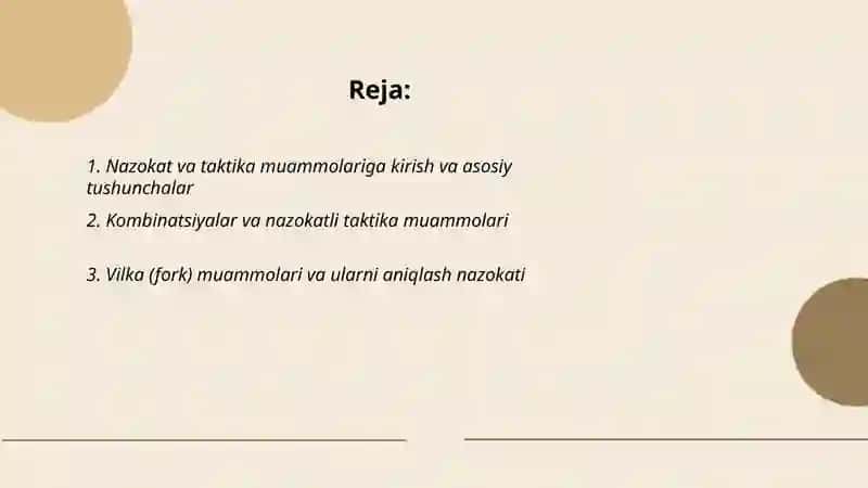 Nazokat va taktika muammolari 2