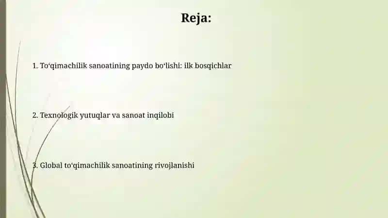 To'qimachilik sanoatining paydo bo'lishi tarixi 2