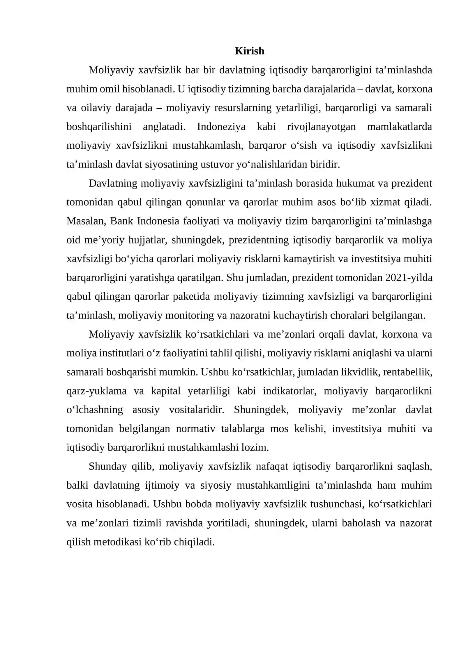 Moliyaviy xafsizlik ko‘rsatkichlari va me’zonlari 2