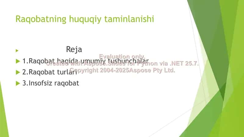 Raqobatning huquqiy taminlanishi 2
