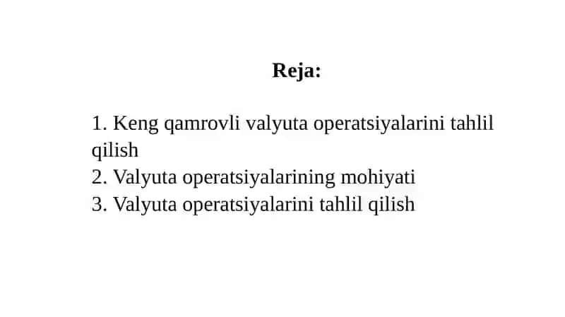 Valyuta operastiyalari hisobi bilan tanishish 2