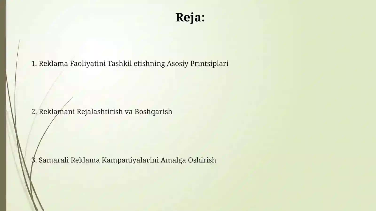 Reklama Faoliyatini Tashkil etish 2