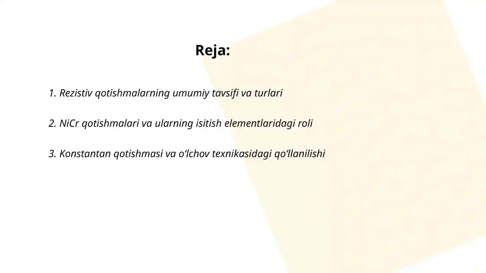 TURLI QOTISHMALAR VA REZISTIV MATERIALLAR 2