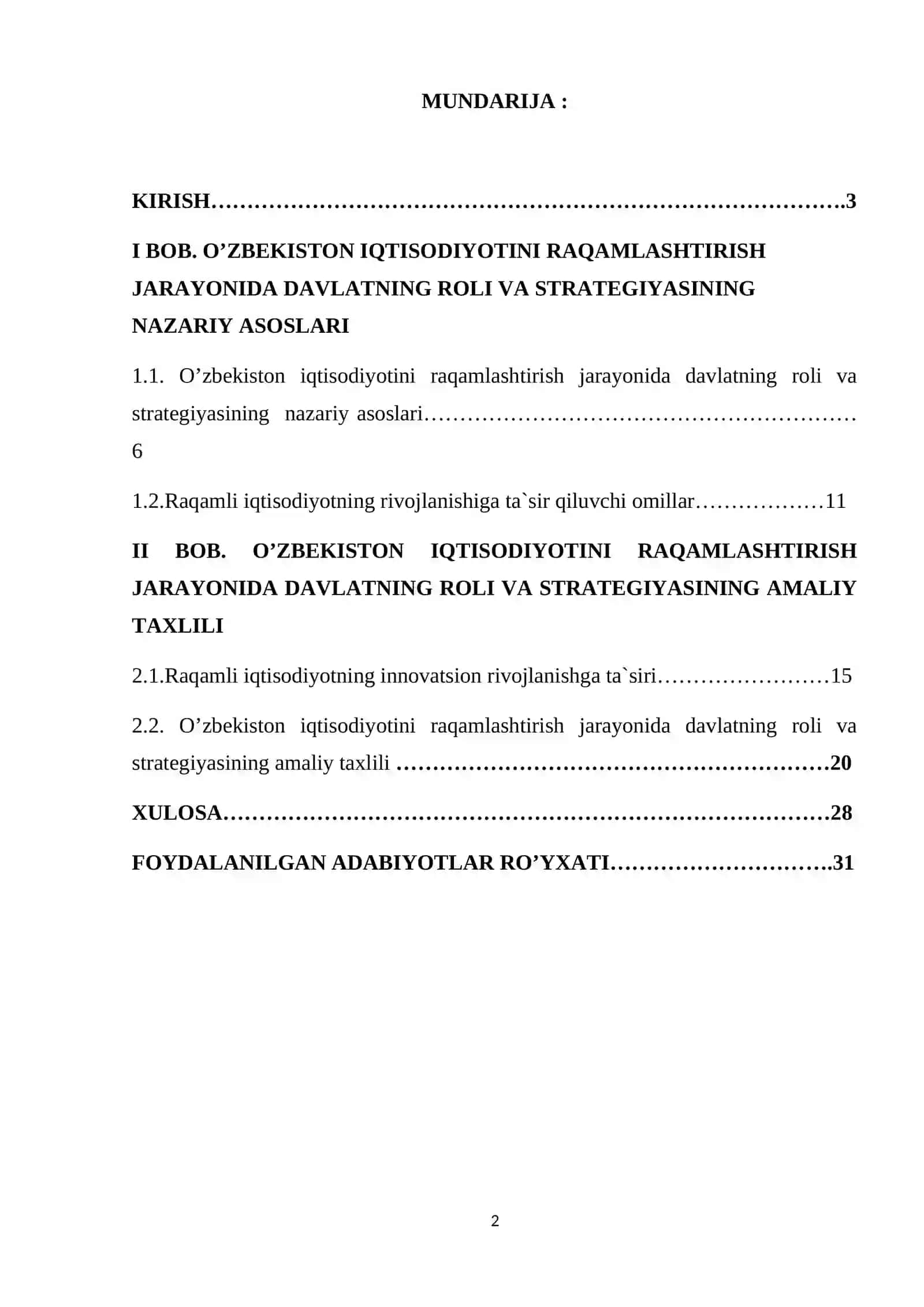 O’ZBEKISTON IQTISODIYOTINI RAQAMLASHTIRISH JARAYONIDA DAVLATNING ROLI 2