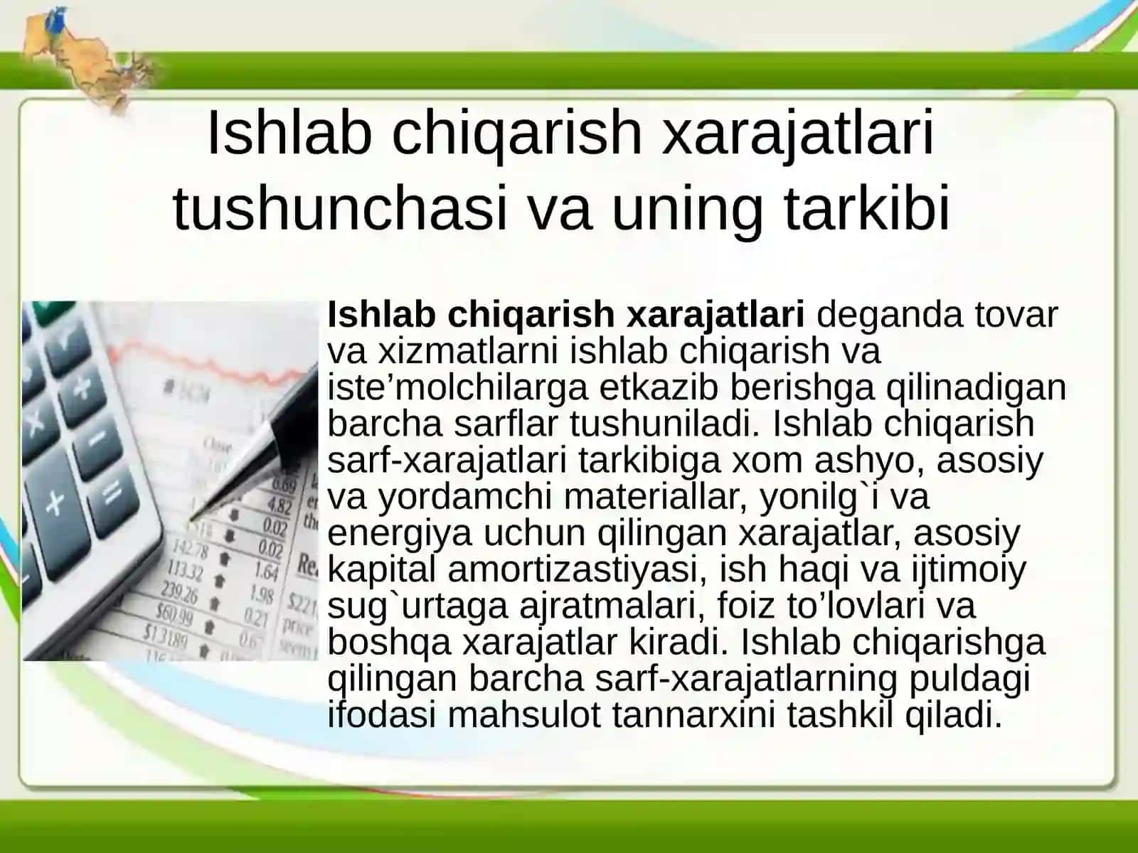 Ishlab chiqarish xarajatlari 2