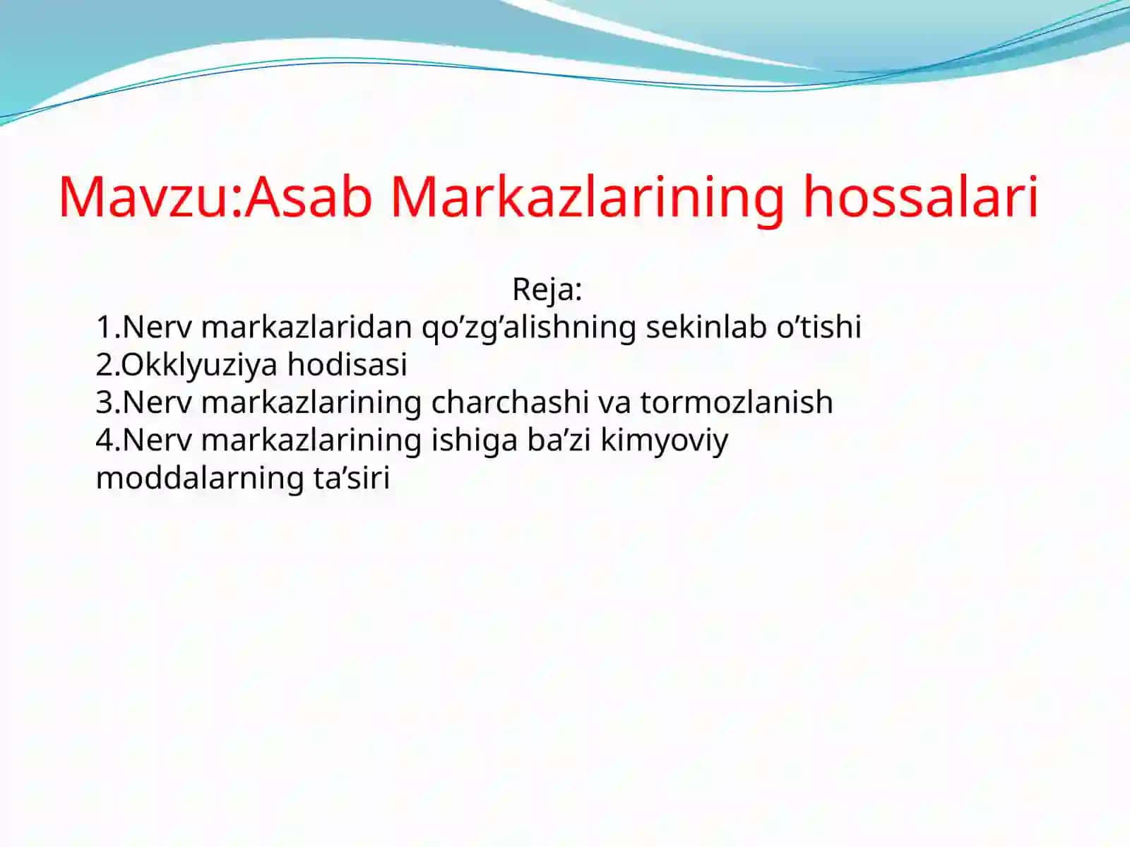 Asab markazlarining hosallari - Prezentatsiya 2