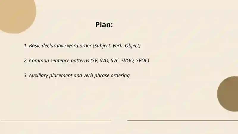 Word order and sentence patterns 2