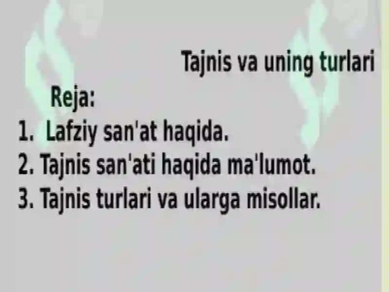 Tajnis va uning turlari 2